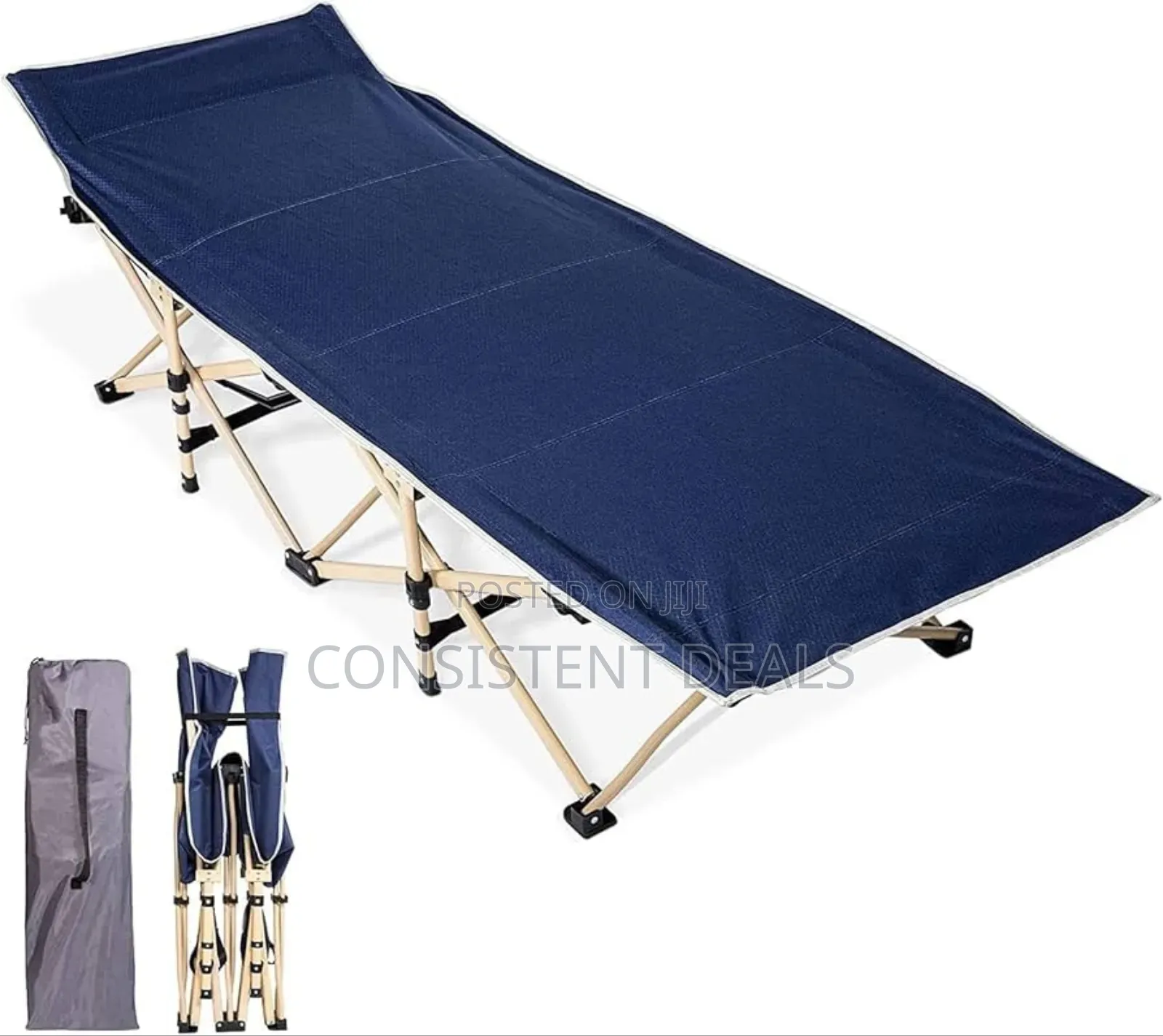 Foldable Camping Bed With Side Storage Bag