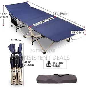 Foldable Camping Bed With Side Storage Bag