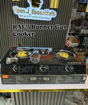 Raf Triple 3 Gas Stove Burner With Glasstop- Black