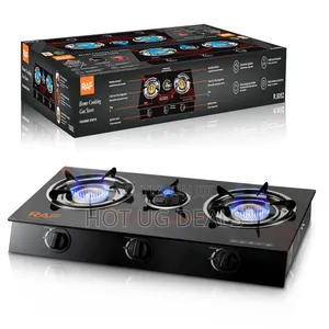 Raf Triple 3 Gas Stove Burner With Glasstop- Black