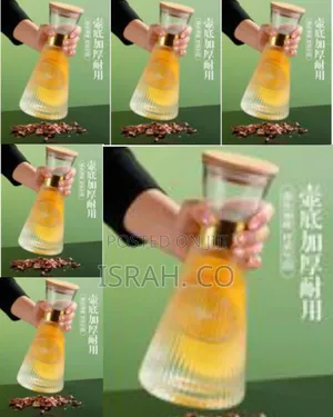 7 Piece Leakproof Ribbed Glass Pitcher Set, Elegant Jug