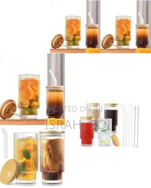 6 Pieces of Ribbed Glass Drinking Cup 320ml Round Glasses Tumbler