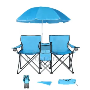 Camping Chair With Parasol Folding Chair for Couples Double Fishing