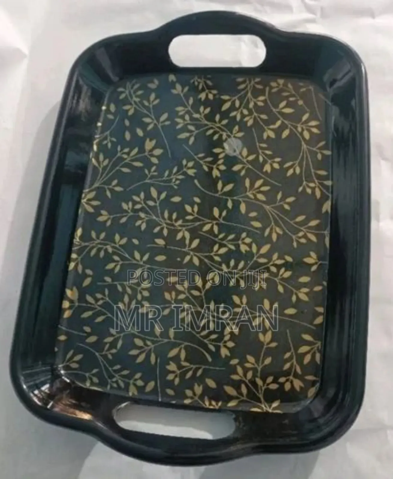 Black Melamine Rectangular Serving Tray