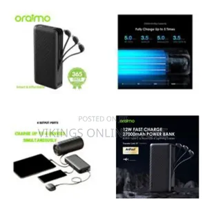 Oraimo Mobile Battery 27000mah Traveler Link With Inbuilt Cables 12w