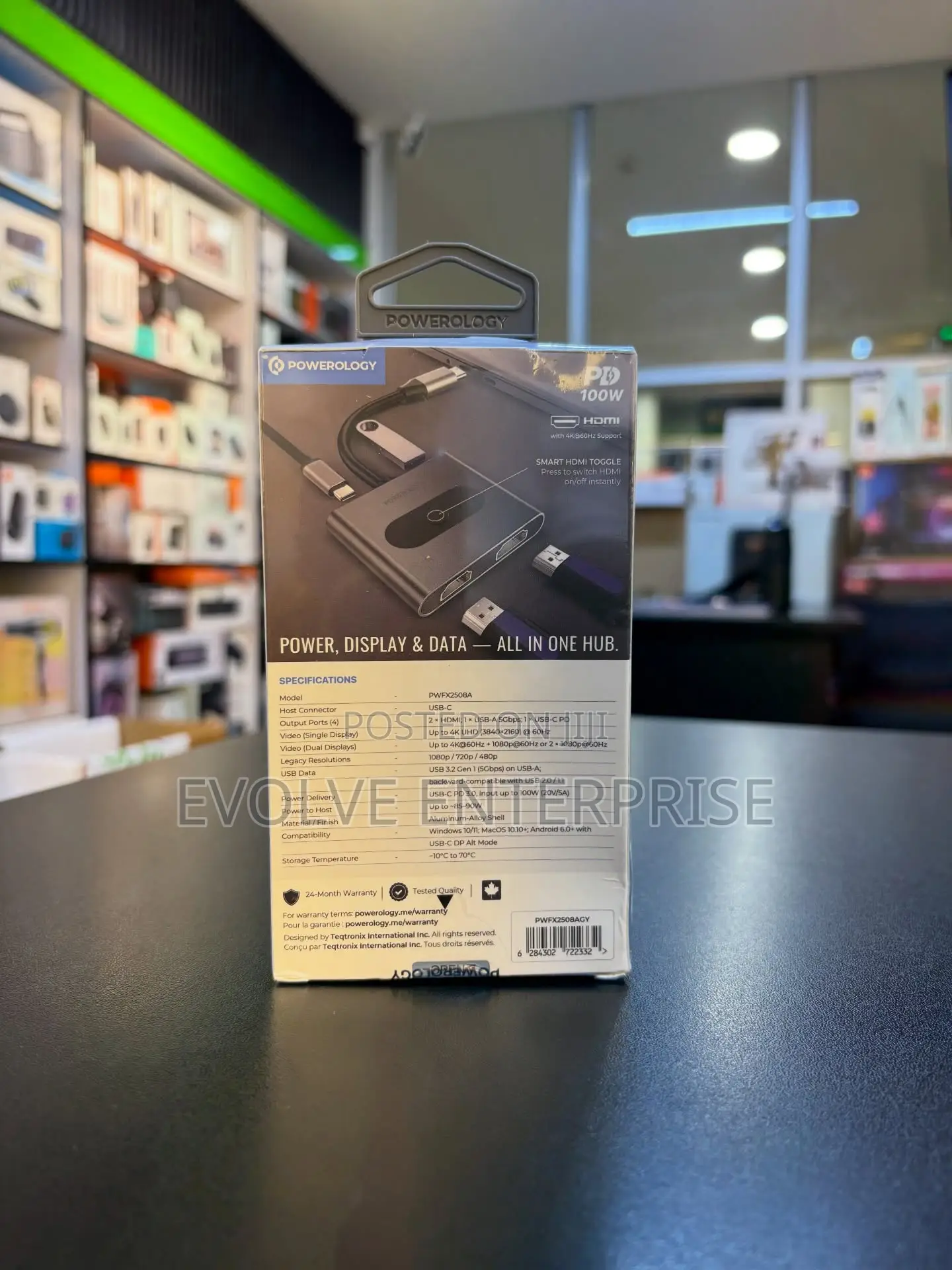 Powerology 4-in-1 Usb-C Multi-Function Hub