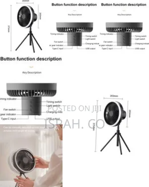 Camping Fan With Led Light, 10000mah Rechargeable Wireless
