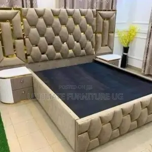 5x6 Kings Bed Full Set in Gold Sticker and Pure Leather