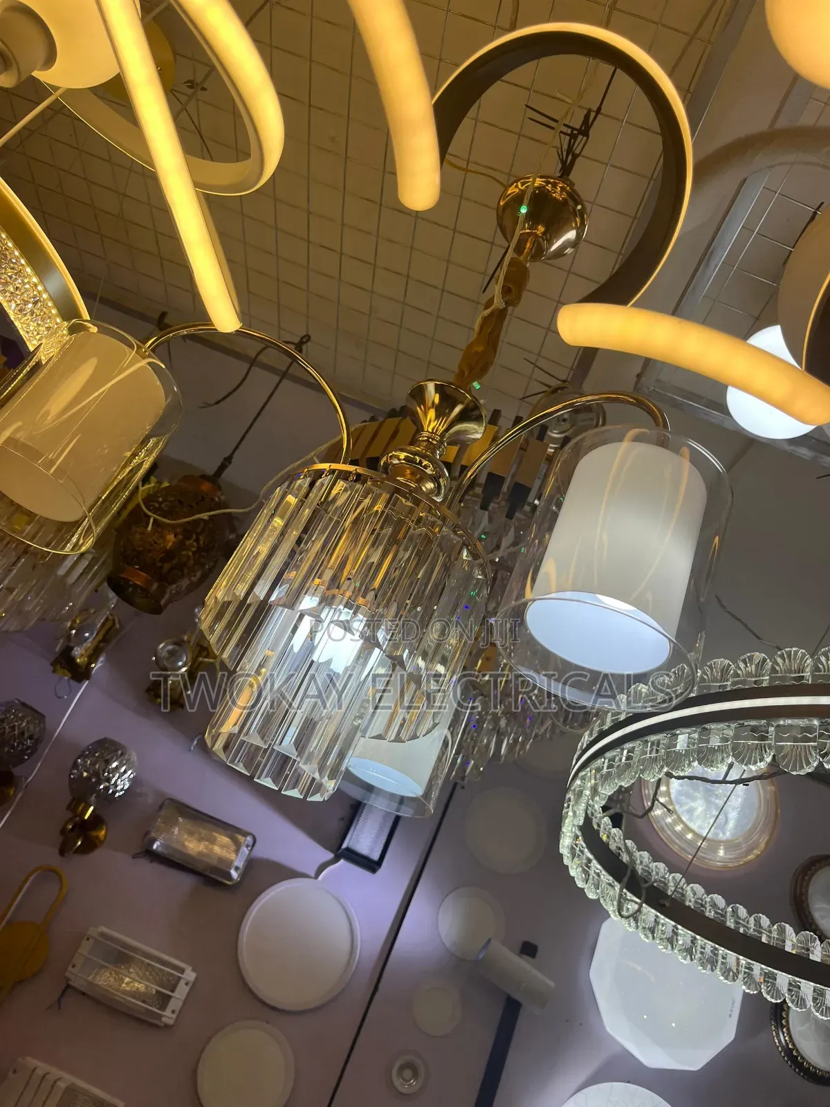 Three Arm Crystal Pendant Light