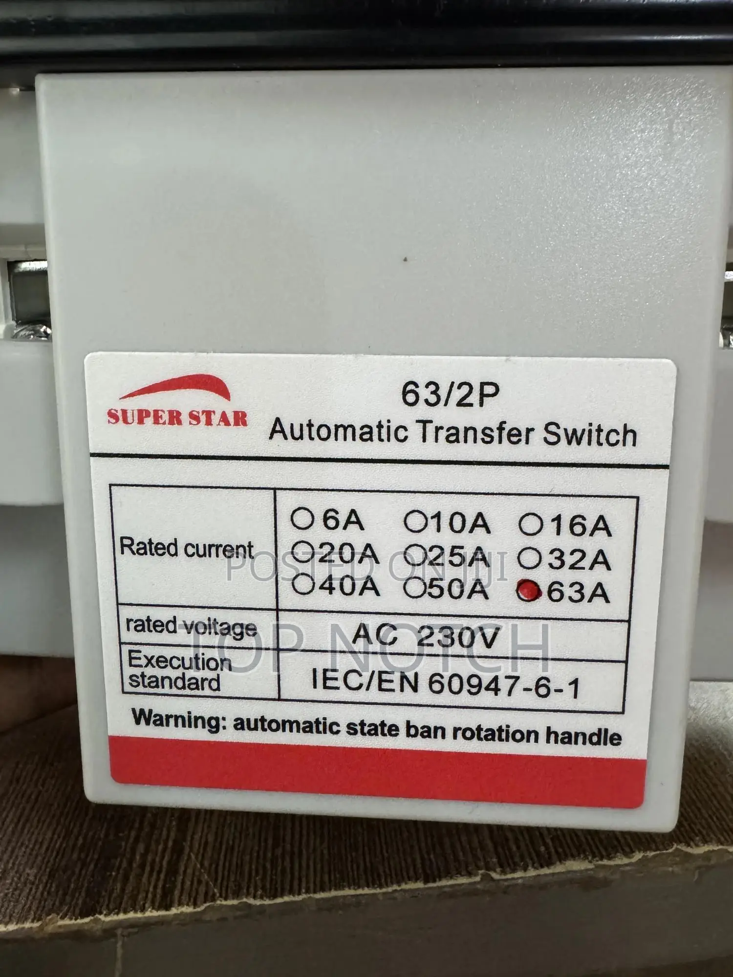 63a Automatic And Manual Change Over Switch