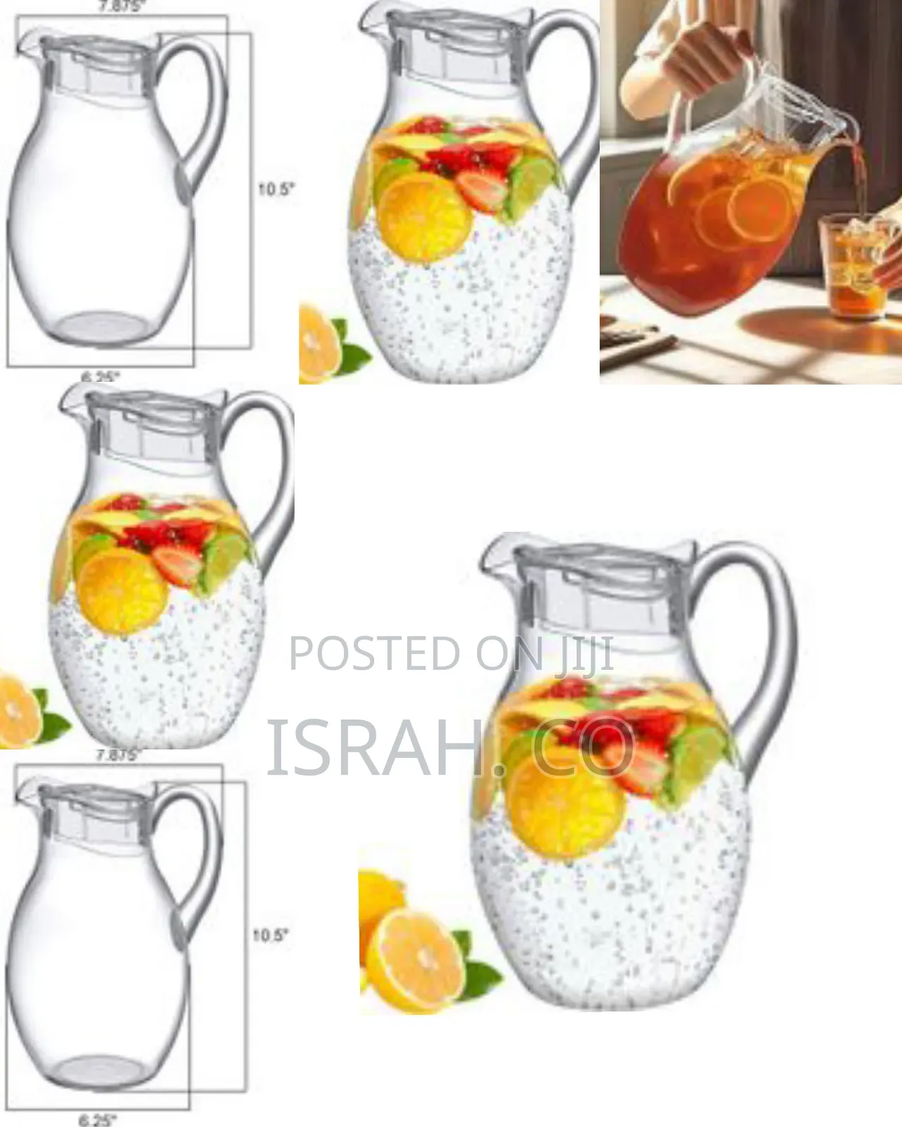 Bubbly Grand - Acrylic Pitcher (96 Oz), Clear Plastic Water Pitcher