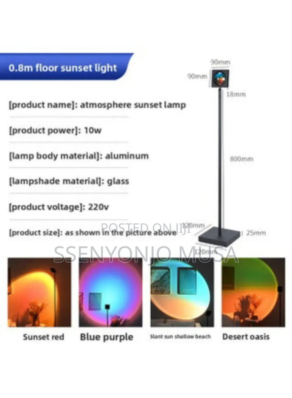 Modern RGB Sunset Floor Lamp – Dimmable Rainbow Ambient Light