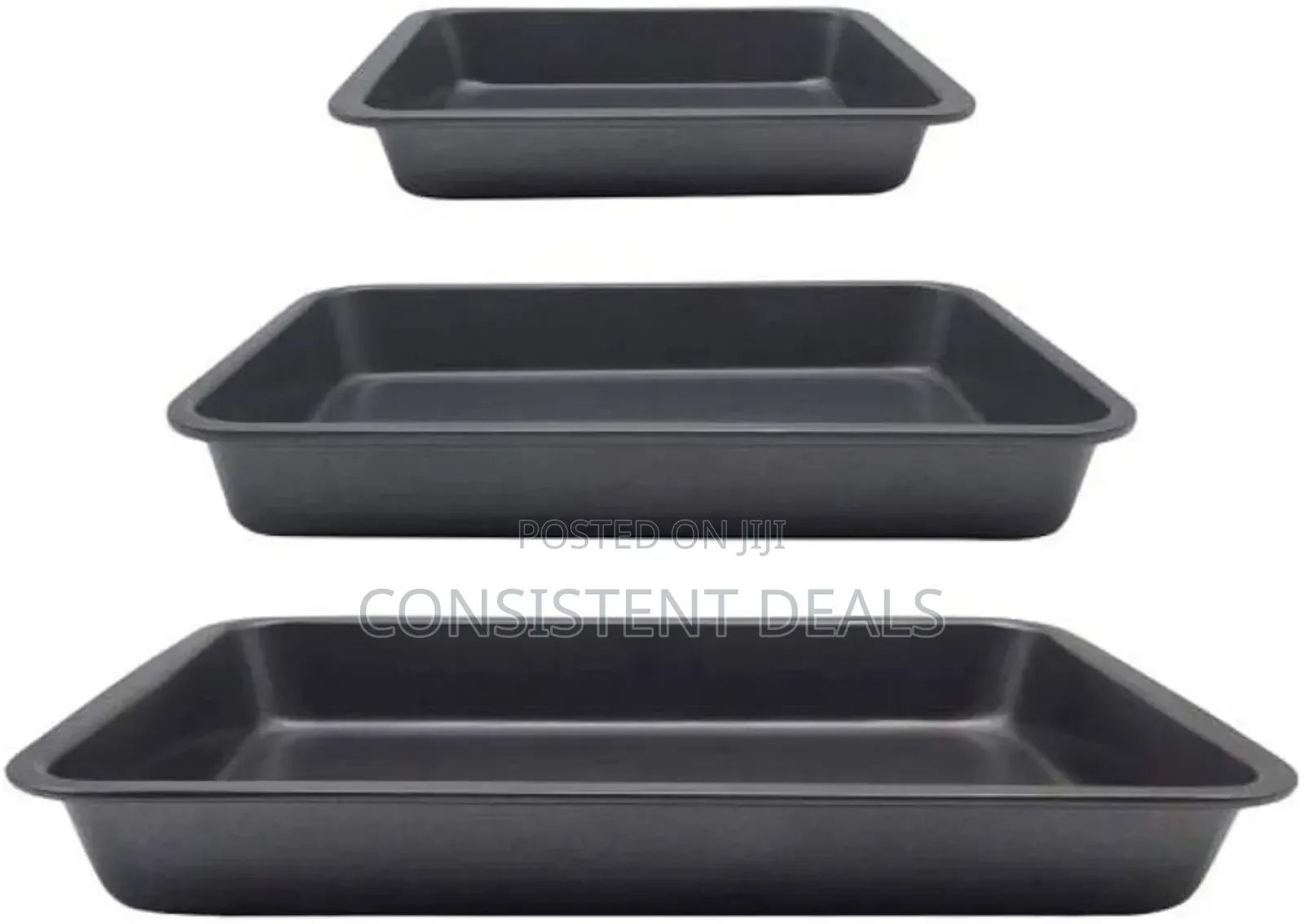 3-Piece Non-Stick Bake Pans Set Black