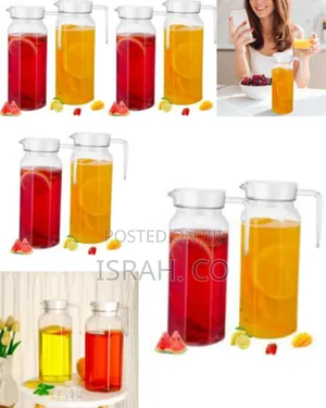 2 Pack Acrylic Pitcher With Lid, 1.1 1.5 Litre Clear Water