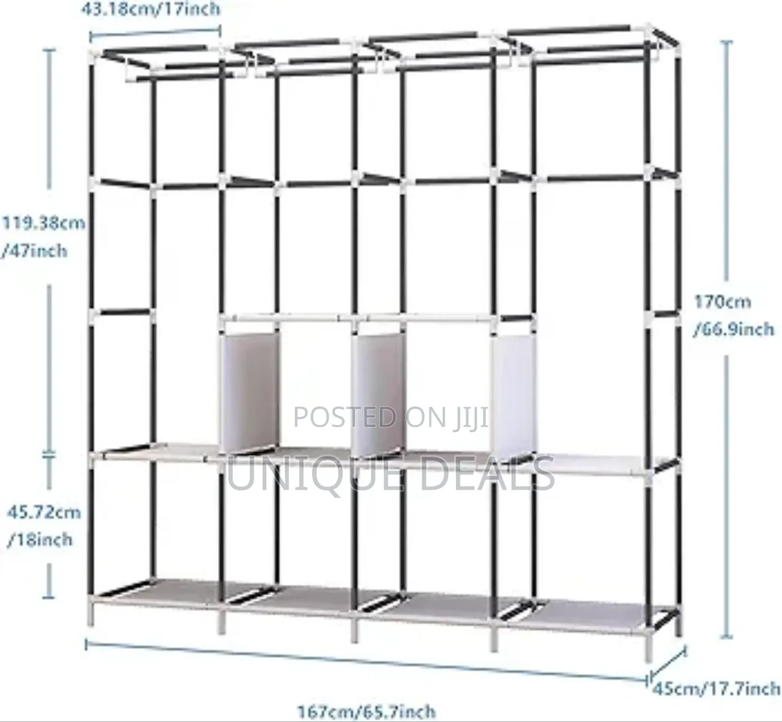 4 Collum Foldable Wardrobe Storage Wardrobe
