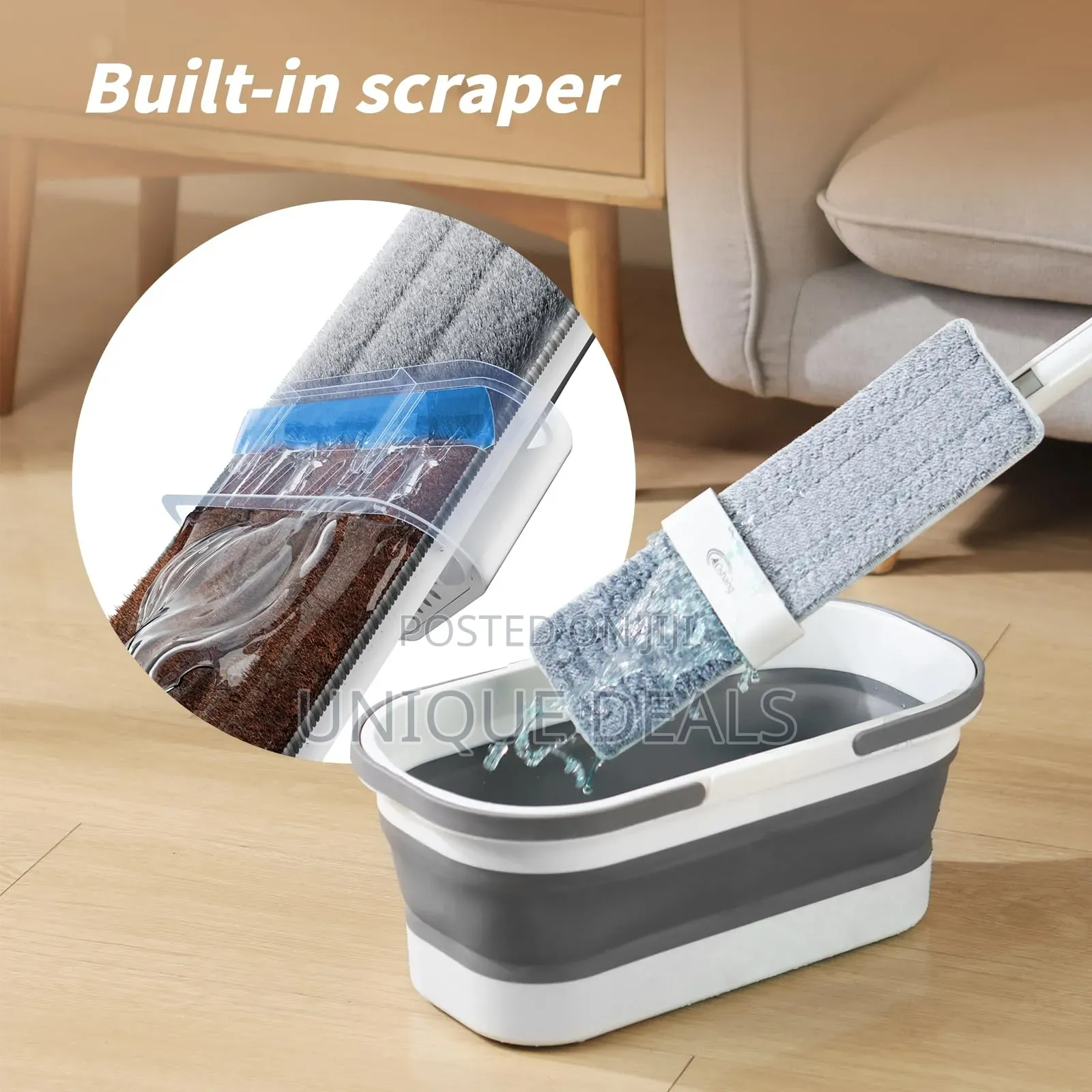 Flat Mop and Collapsible Bucket