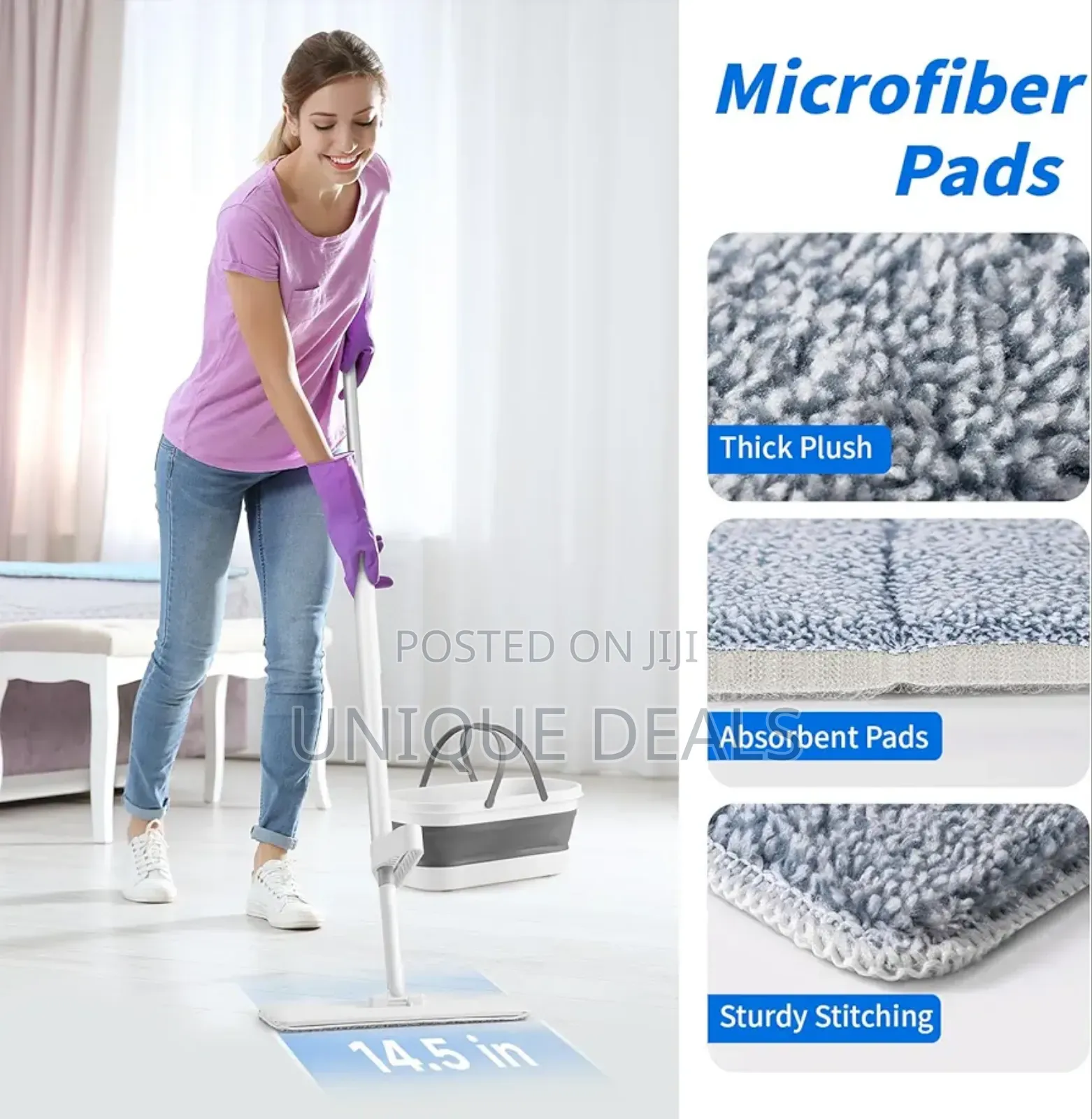 Flat Mop and Collapsible Bucket