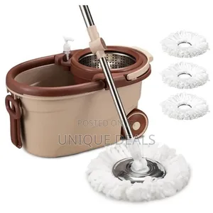 Spin Mop and Bucket Set With 2 Microfiber Mop Head