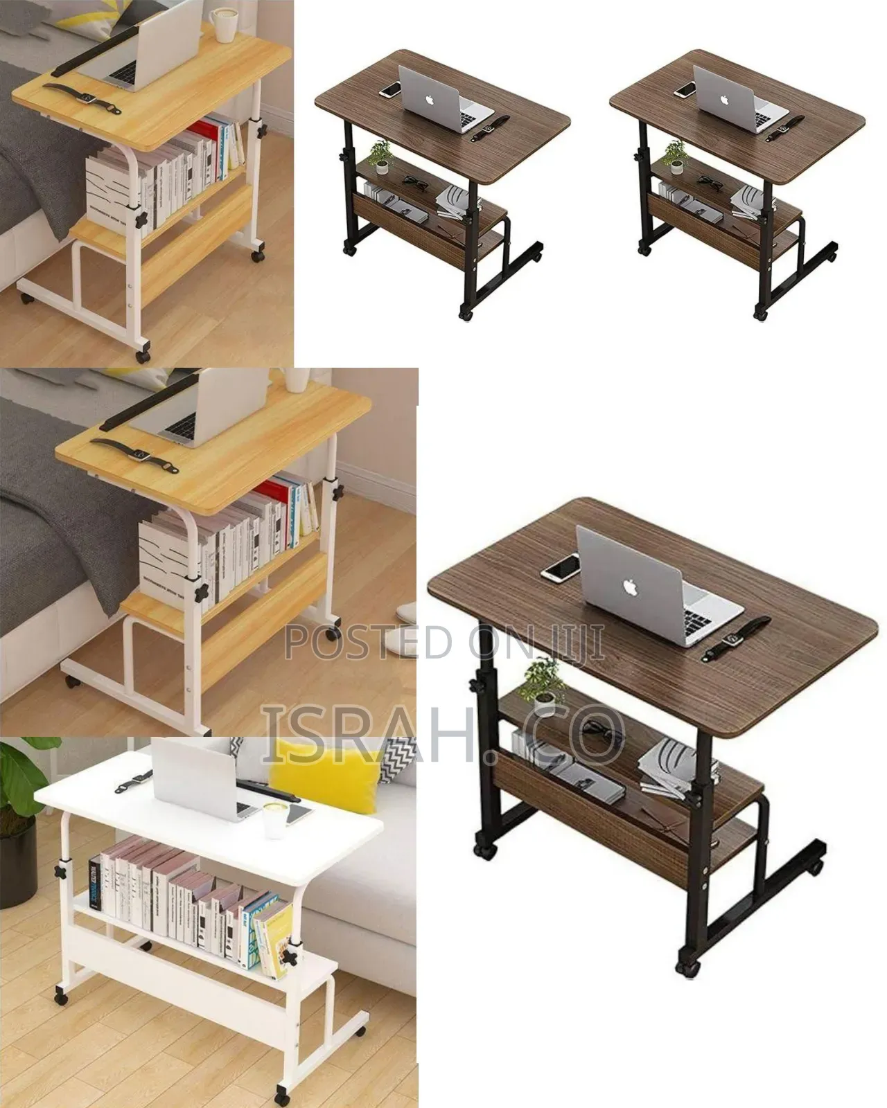 Adjustable Mobile Laptop Desk / Bedside Table With Storage