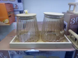 Fluted Glass Storage Canisters With Airtight Bamboo Lids,