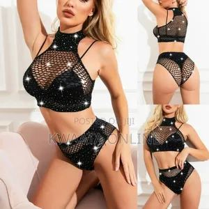 Micro Slingshot Bikini Rhinestone Lingerie Set for Women Bra and Thong