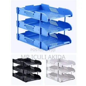 3-Compartment File Rack, a Plastic Desktop Organizer