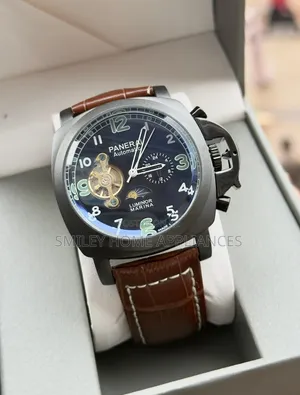 Panerai Automatic Luminor Marina Men's Leather Strapped Wrist Watch