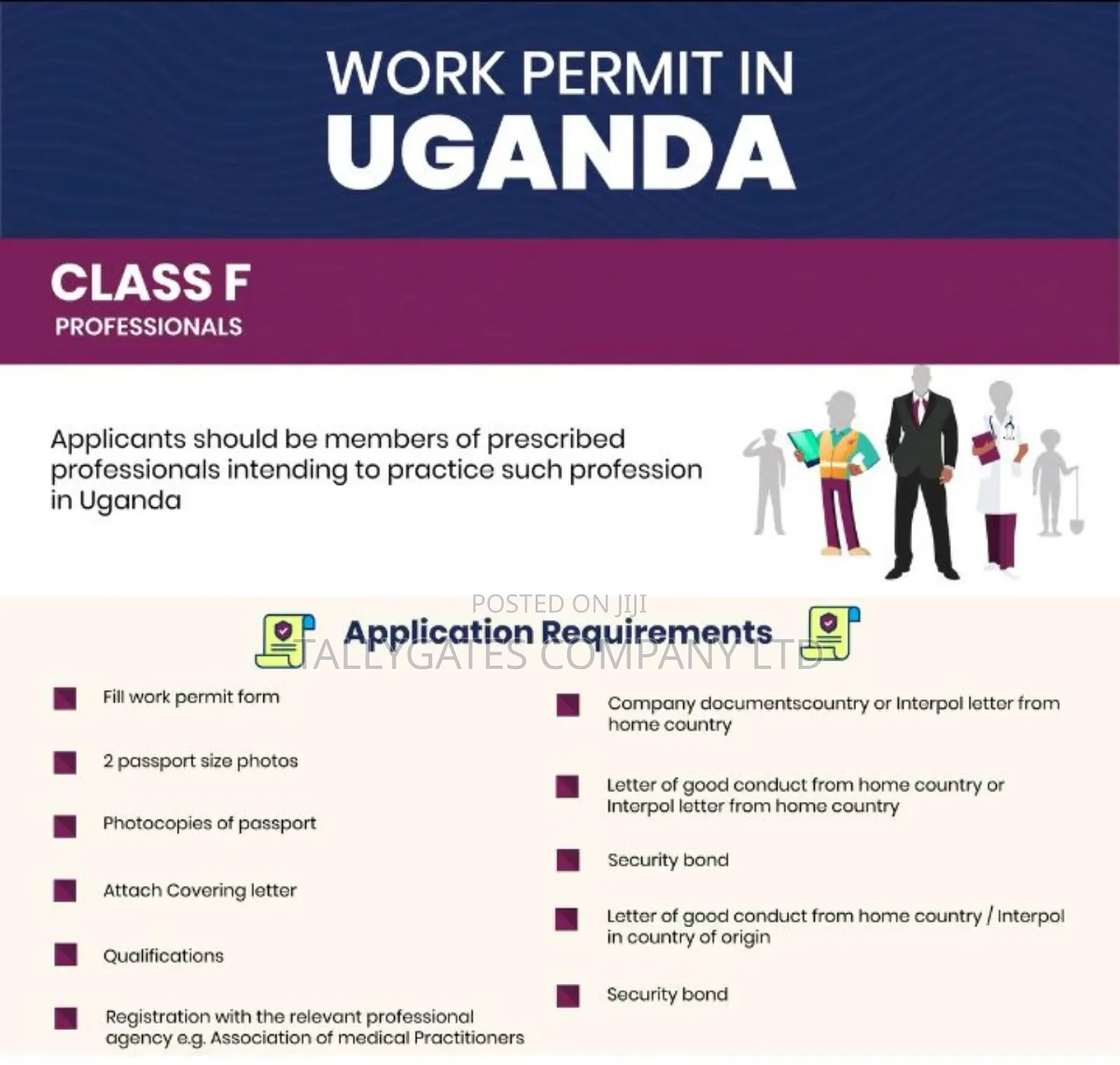 Uganda Work Permit Application/Processing Services.