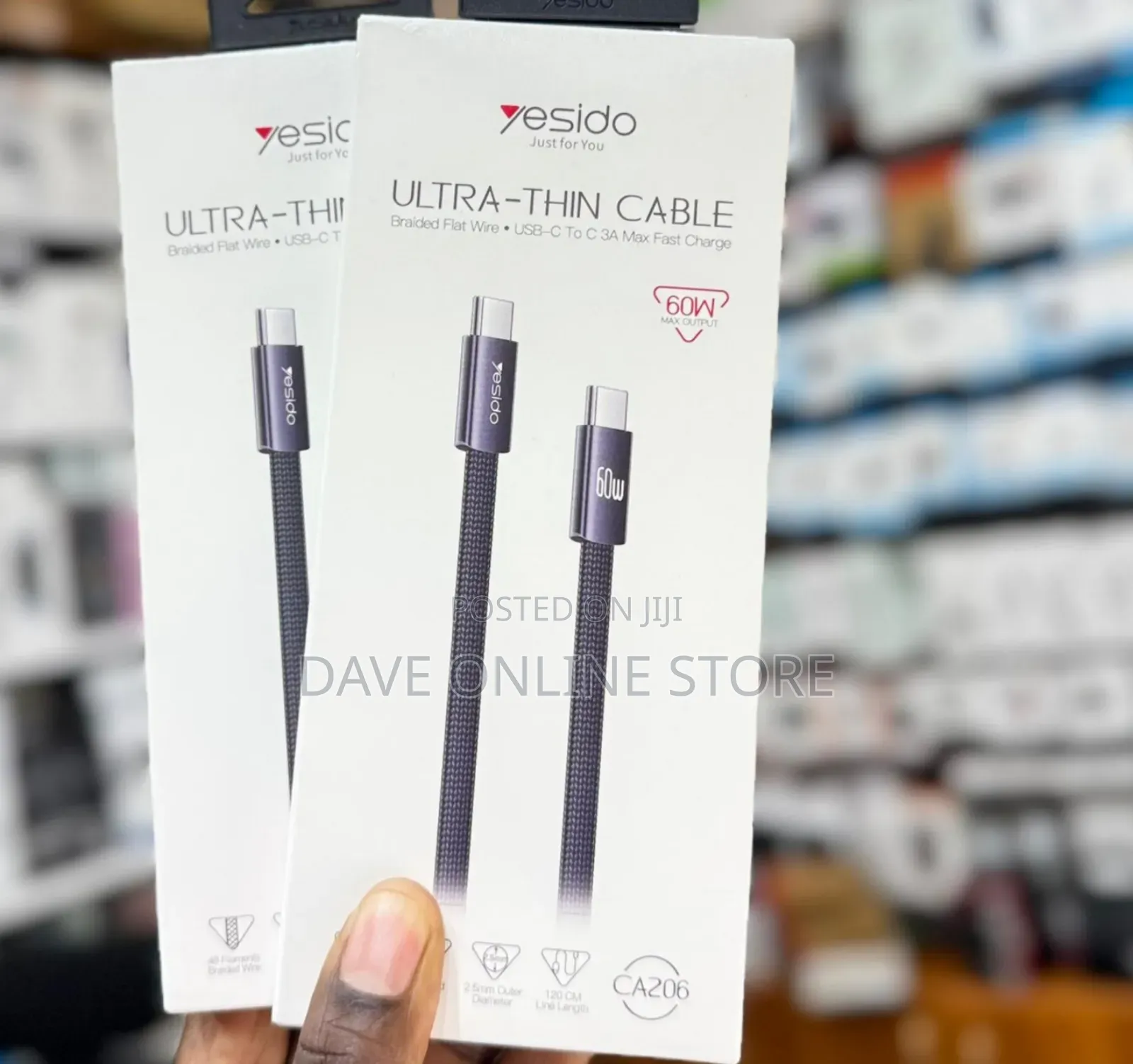 Yesido Ultra Thin Cable C to C 60w Max Output Cable