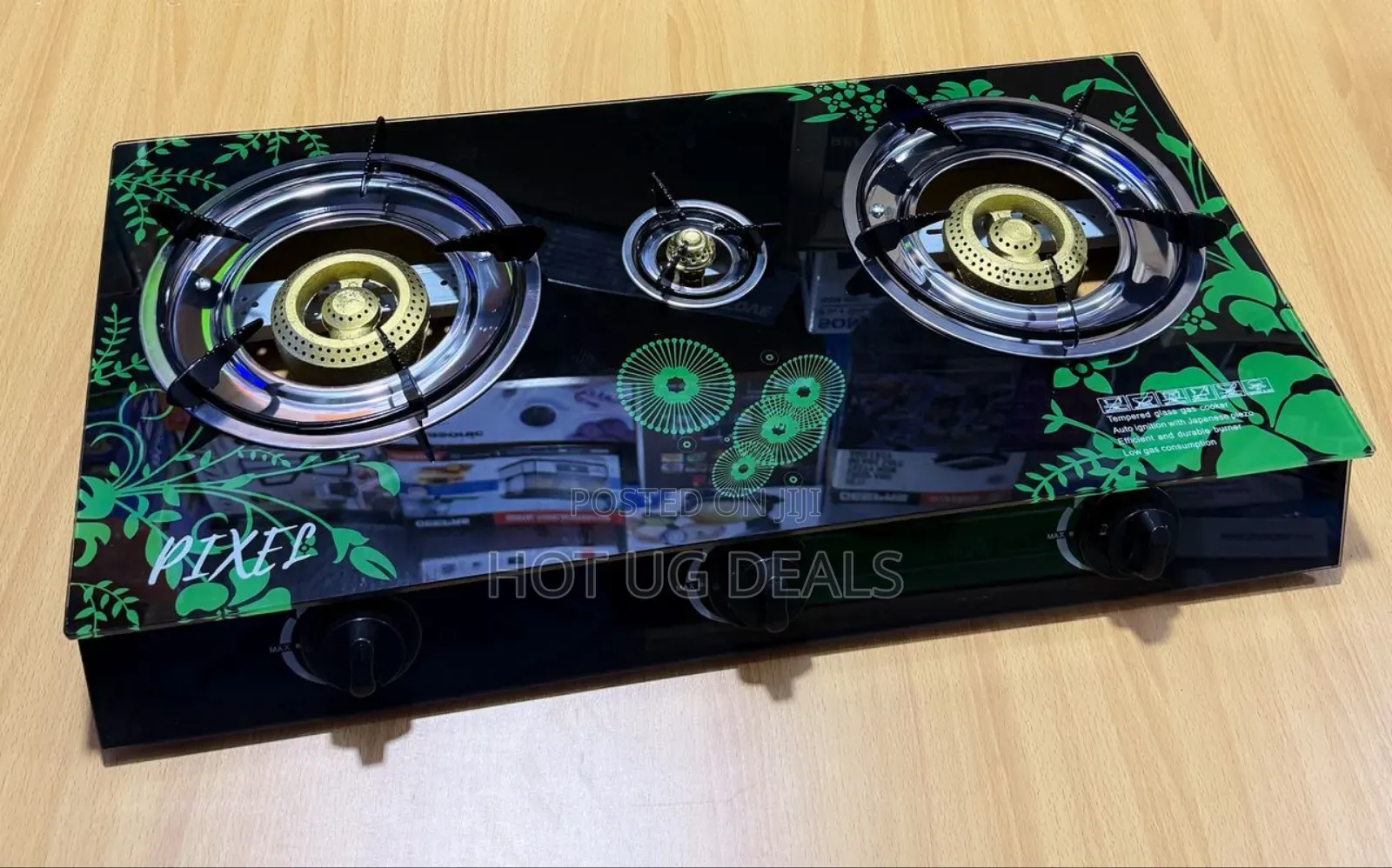 Pixel 3 Burner Tempered Glass Gas Stove