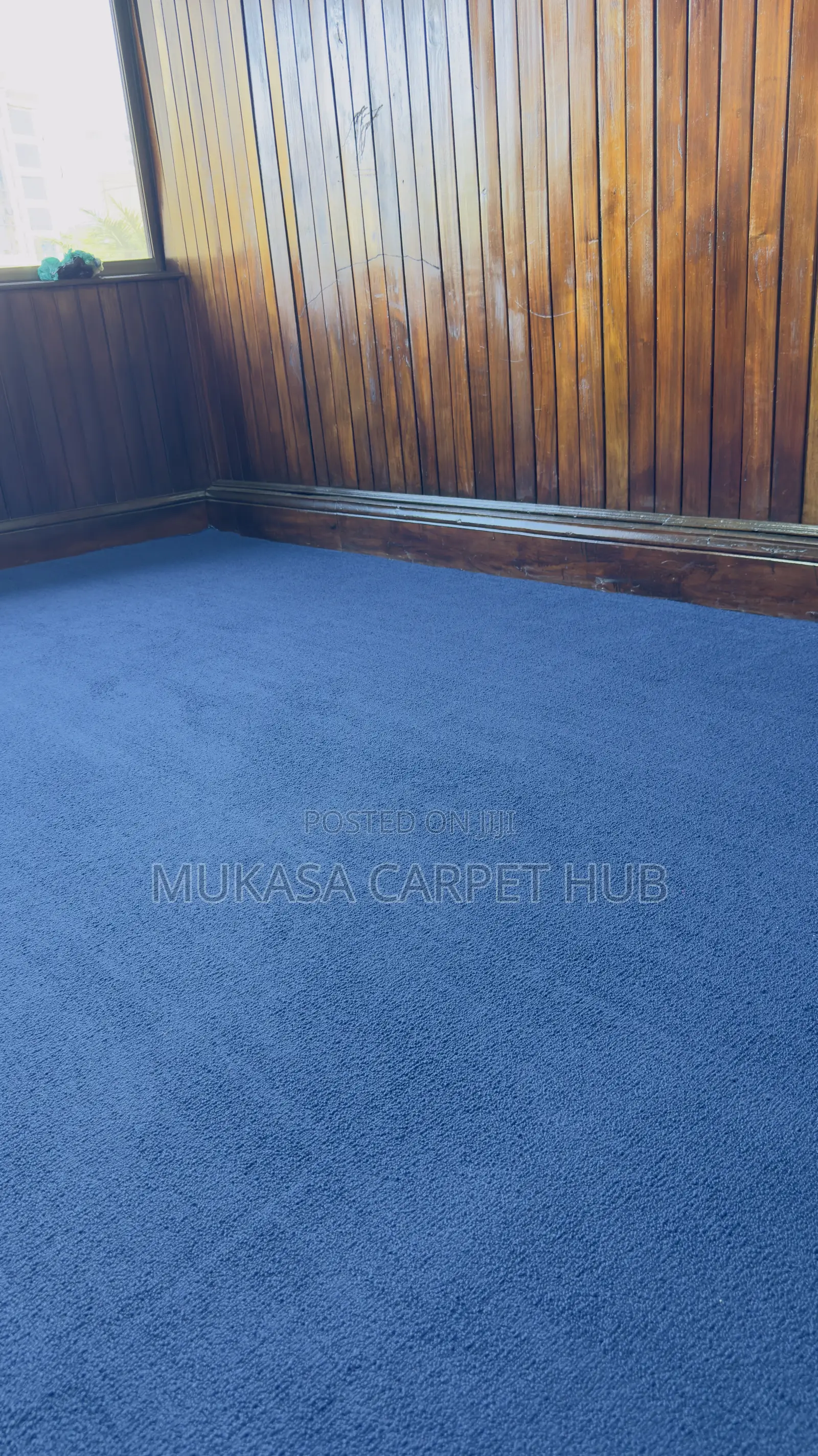 Soft Blue Wool Carpet – Elegant Home Office Flooring