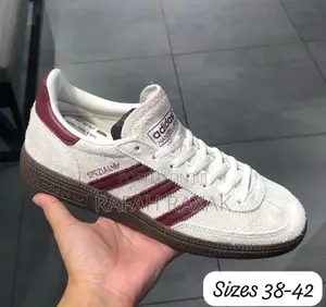 New Classic Adidas Handball Spezial Off White Burgundy Suede Sneakers