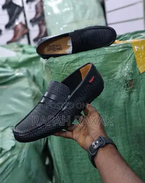Original Black Salvatore Ferragamo Woven Texture Leather Moccasins