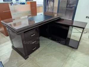 Executive Office Desk With Movable Drawer and L Extension, 160cm