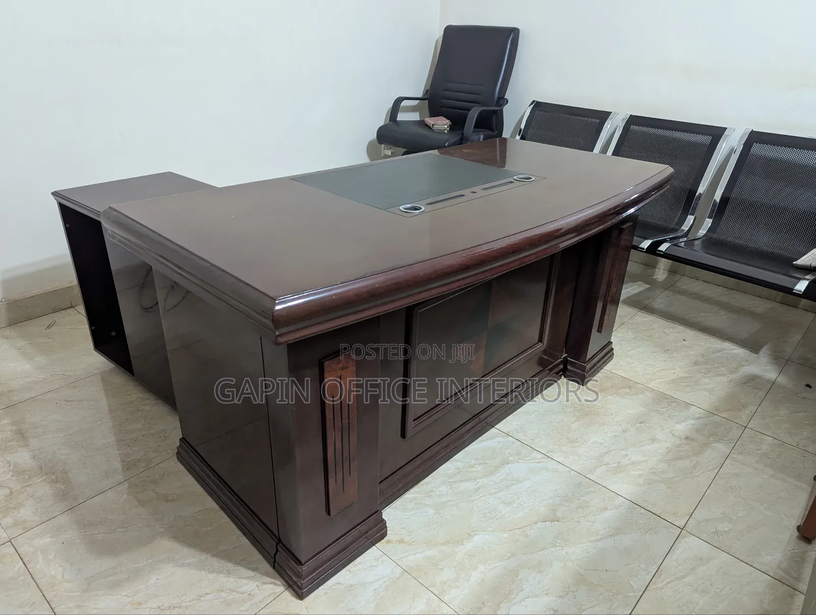 Executive Office Desk With Movable Drawer and L Extension, 160cm