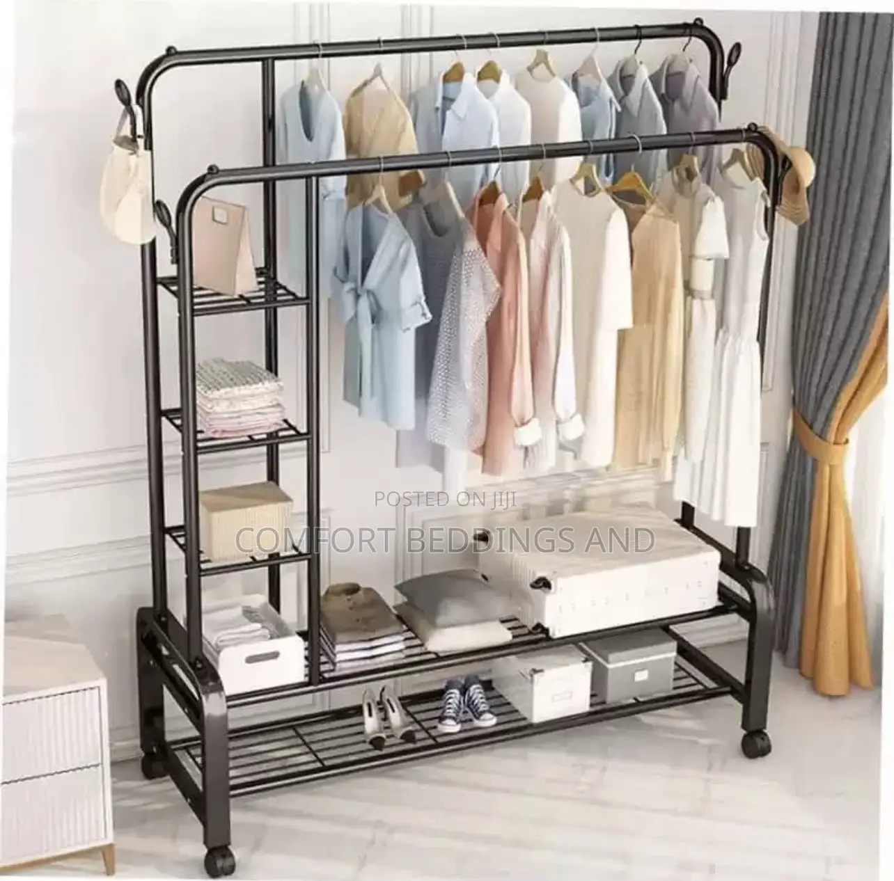 Clothes Storage Rack With Side Sections
