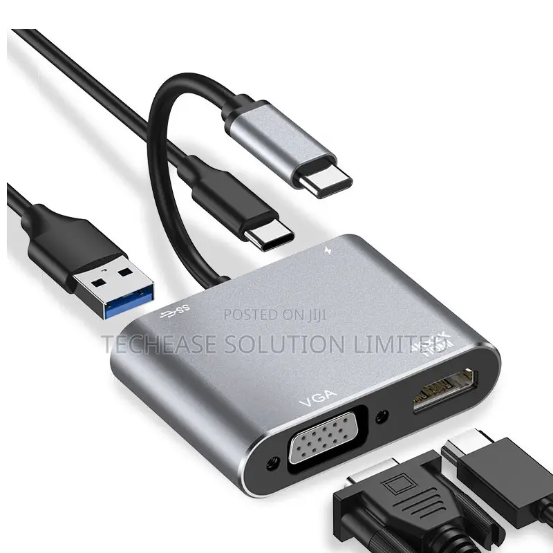 4 In 1 Usb-c Hub With Hdmi , Vga, Usb 3.0 Pd Charging