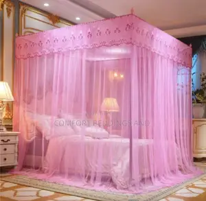 Four Stand Poles Mosquito Net Pink