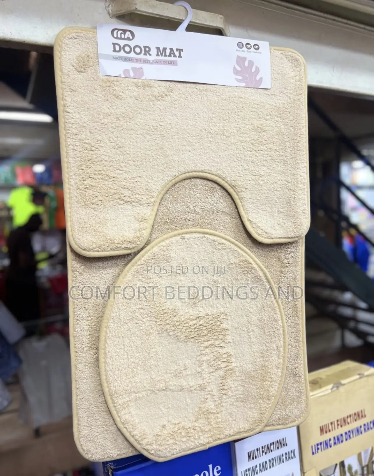 Three Piece Toilet Mat Cream