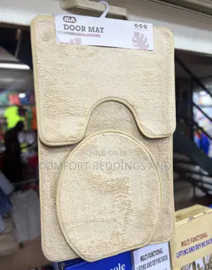 Three Piece Toilet Mat Cream