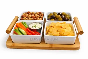 4pcs Ceramic Square Serving Platter