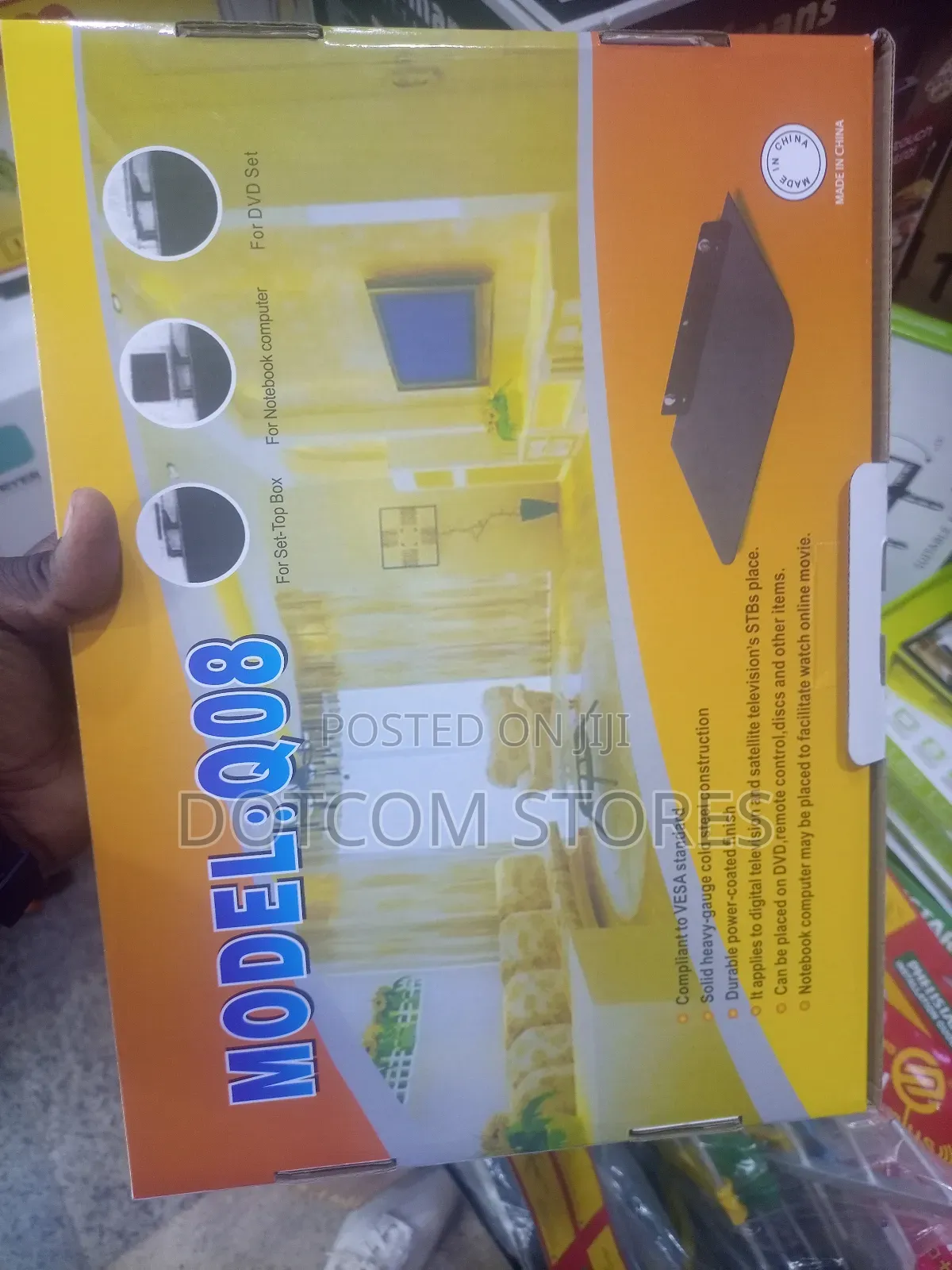 Q08 Model Wall-Mount Bracket and Shelf Designed for Media Devices.