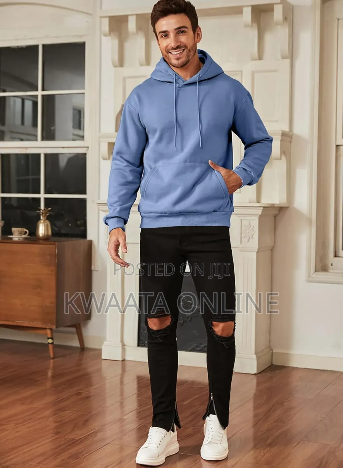 All Colors-Hooded Collar Drawstring Hoodies Pullover Cotton Jumpers