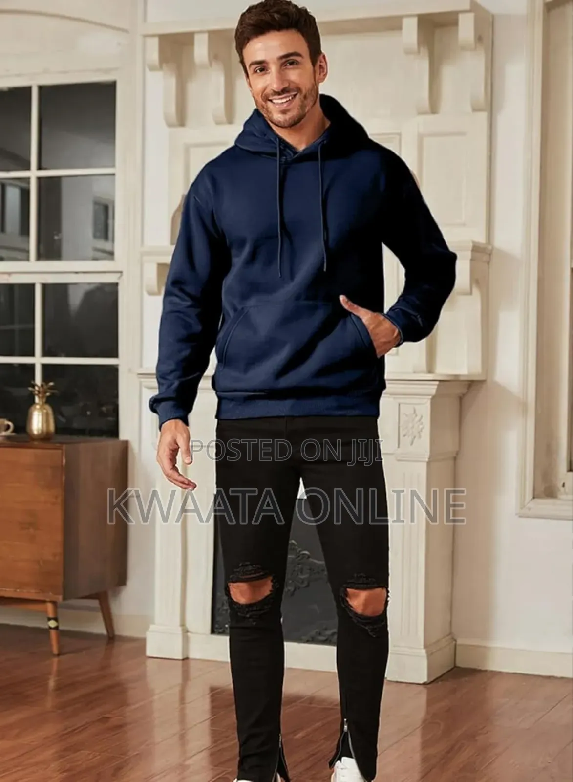 All Colors-Hooded Collar Drawstring Hoodies Pullover Cotton Jumpers