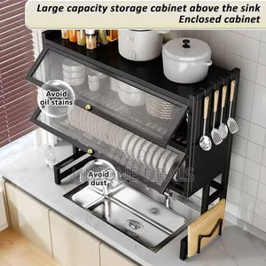 Over the Sink Dish Drainer Drying Rack 4 Tiers With Cover,