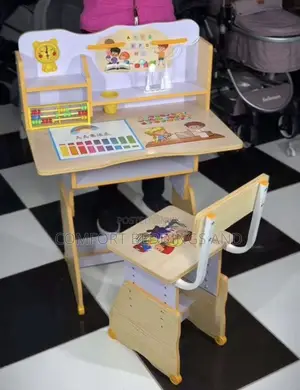 Wooden Kids Table With Chair Brown