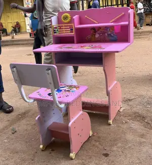 Wooden Kids Table With Chair Pink