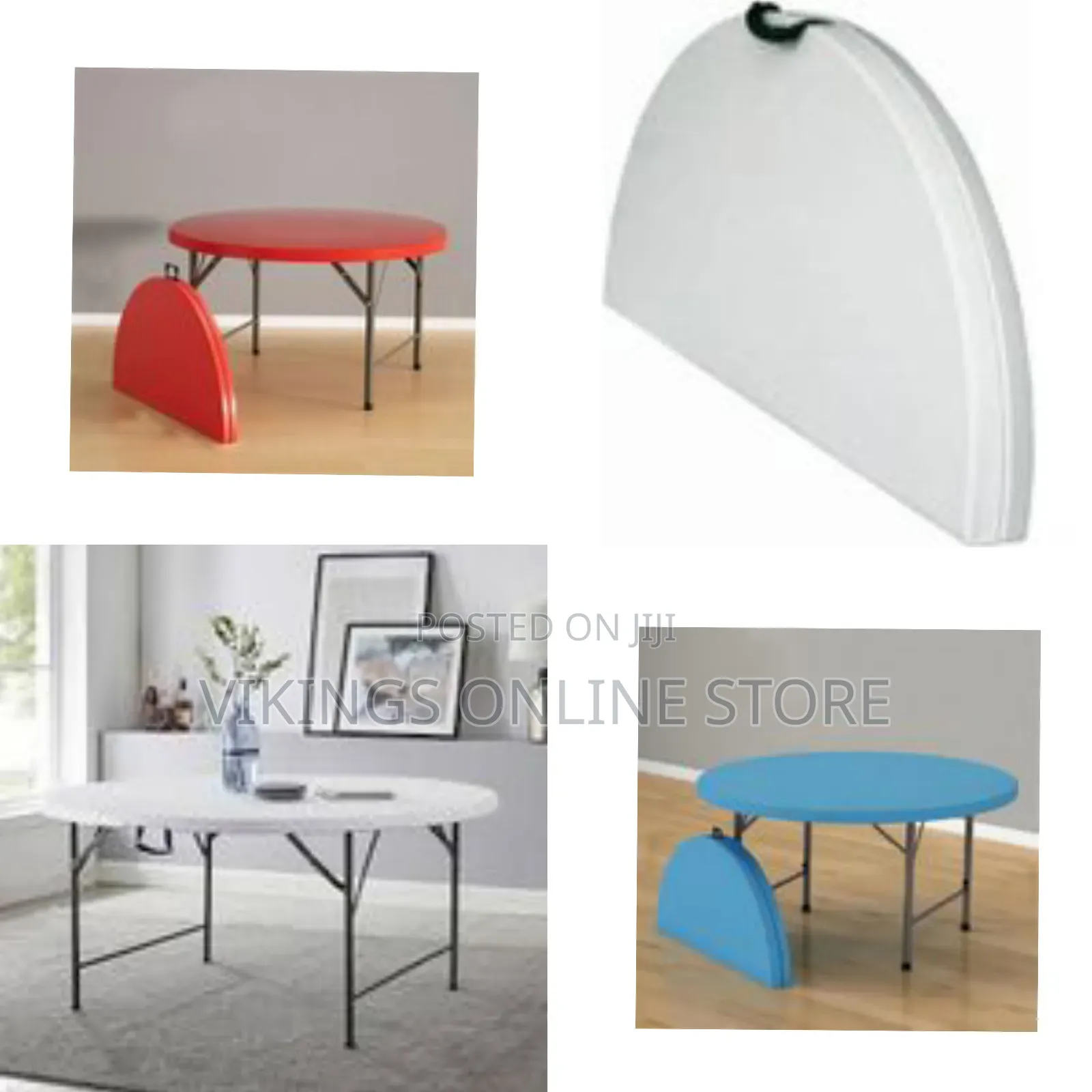 Round Folding Table, Indoor Outdoor Plastic Dining Table, Commercial