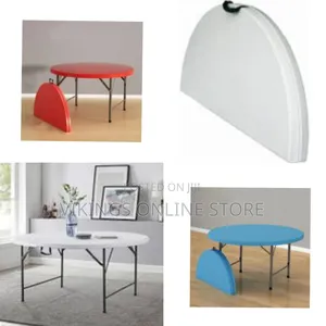 Round Folding Table, Indoor Outdoor Plastic Dining Table, Commercial