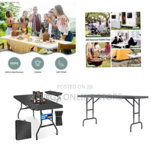 Fold-in-Half Blow Molded Folding Table, Space Saving Furniture
